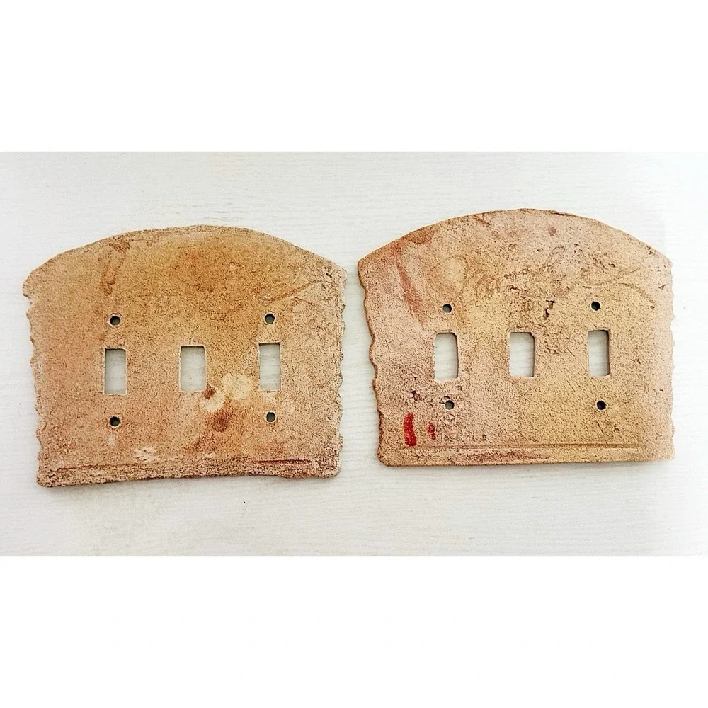 Vintage Ceramic Bamboo Light switch Covers. Set Of 2. 7